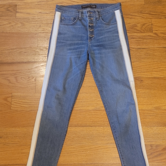 Veronica Beard Debbie Ankle Jean with Tuxedo Stripe - Picture 1 of 2